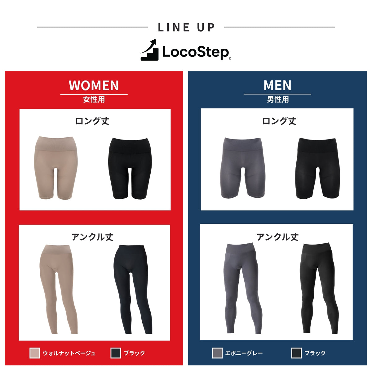 歩行サポートインナー　LocoStep　アンクル丈ボトム（メンズ）