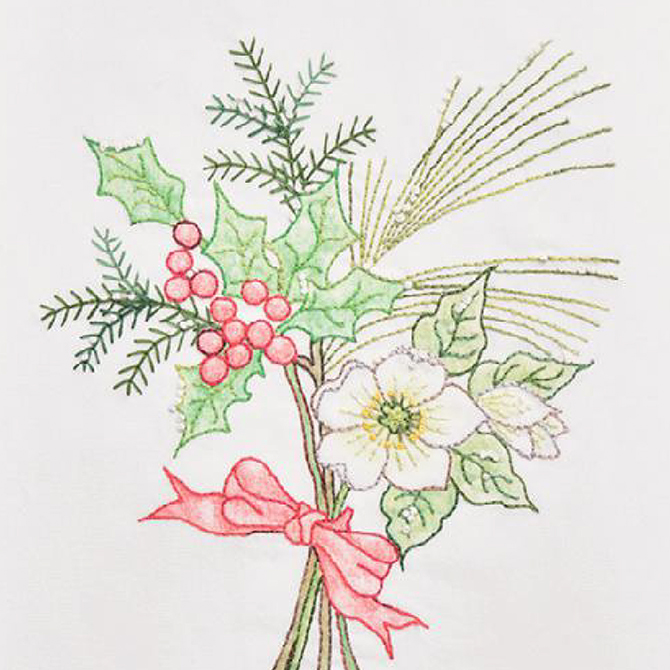 Christmas Rose Bouquet — free embroidery pattern with COSMO® floss