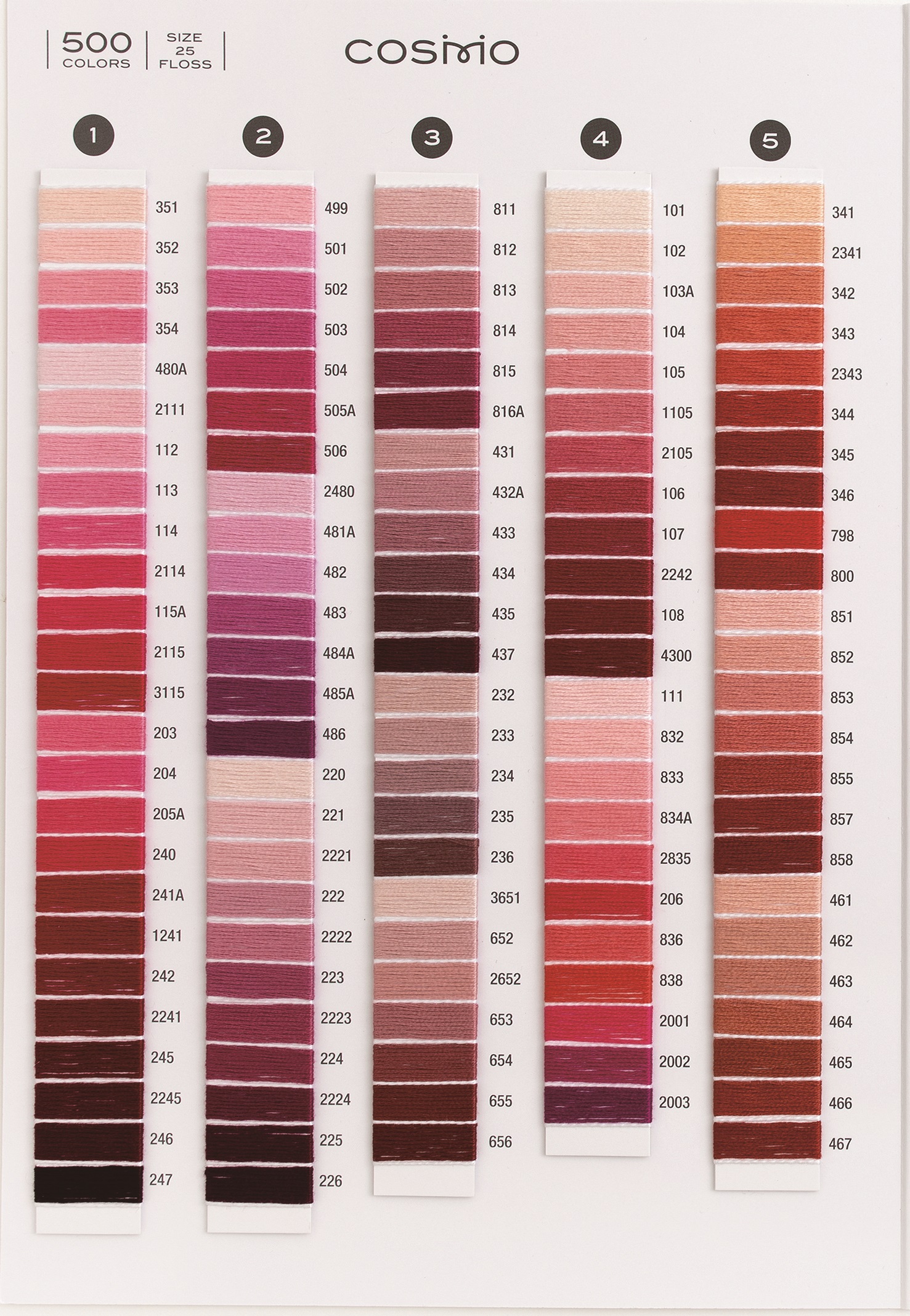 COSMO® Size 25 embroidery floss color chart