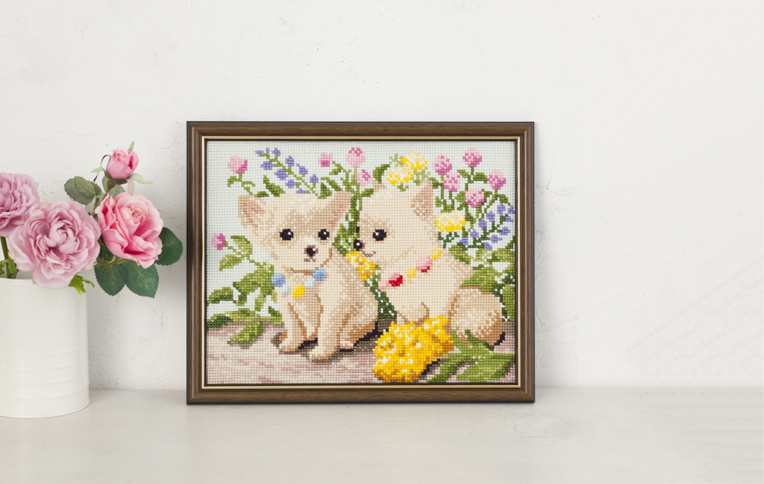 Dog and Flower embroidery kit